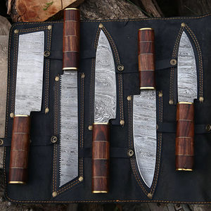 Ensemble de couteaux de cuisine en acier damas faits à la main de haute qualité manche en palissandre 5 pièces ensemble meilleur cadeau de noël y compris sac en rouleau en cuir - Product Image 2