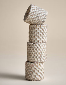 Anneaux de serviette tissés blancs en vrac, porte-serviettes en rotin écologique pour les fournitures d'événements de mariage - Product Image 1