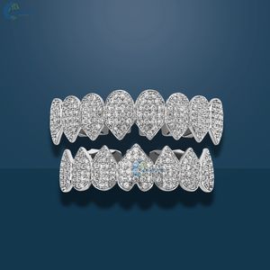 Premium Moissanite Custom Grillz Top & 8 Bottom Iced Out Grillz VVS1 Moissanite 10K Solid White Gold Hip Hop Grillz Pour Hommes - Product Image 4