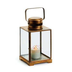 Gold Finished Handmade <b>Metal</b> <b>Lantern</b> With Glass Votive Ramadan Candle Arrangements Candle Holder - Product Image 3