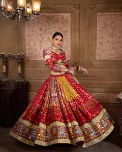 Lehenga Choli de Algodón Muselina Pesado, Hermoso Estampado Digital, Trabajo de Espejo Real, Ropa India Pakistaní, Interior Reversible, Casual 42 - Product Image 1