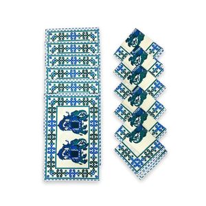 ชุดผ้าแคนวาส6ผืนพิมพ์ลายแบบบล็อกมือชุดผ้าปูโต๊ะและผ้าเช็ดปากคอตตอนเสื่อทานอาหารพิมพ์ลายต้นไม้ต้นปาล์มพร้อมผ้าเช็ดปากเข้าชุด - Product Image 3