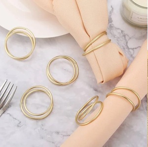 Unique Shaped Napkin Rings Set With Golden Color High Quality Metal Napkin Rings for Home <b>Table</b> Decor With the Sizes of 5x5x5cm - Product Image 5