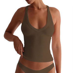 Débardeurs en tricot pour femmes sur mesure en gros, sans manches, en coton, décontractés, streetwear, hauts d'été, OEM/ODM, usine, grande taille - Product Image 6