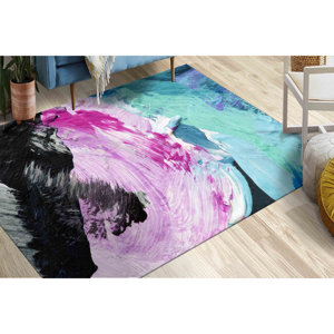 Alfombra con Diseño de Pinceladas: Arte Abstracto Colorido, Decoración Moderna para el Hogar, Alfombra Suave con Pelo Largo - Product Image 3
