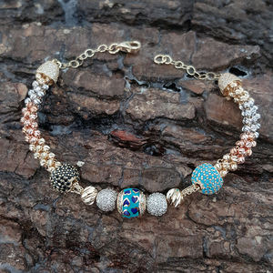 Pulsera de 14K con esmalte de oro de tres colores, brazalete hecho a mano con corazón, venta al por mayor de Turquía - Product Image 3