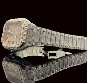 Top marque VVS incolore Moissanite montre mécanique pour femmes carré Style Antique personnalisé glacé montres-bracelets mouvement à Quartz - Product Image 3