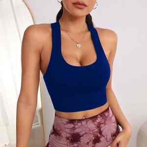 Logo personnalisé couleur unie haut de sport avec dos croisé soutien-gorge de sport antichoc pour la gym grande taille soutien-gorge de sport dos nu pour les femmes - Product Image 3