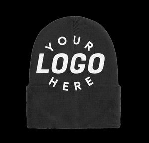 Bonnet d'hiver chaud en acrylique jacquard avec broderie exquise de logo personnalisé bonnet en tricot uni de couleur unie - Product Image 6