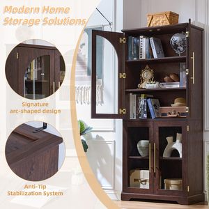 Vitrine de luxe <span class=keywords><strong>en</strong></span> <span class=keywords><strong>bois</strong></span> pour salon, meuble de salon avec portes vitrées, vitrine pour rangement d'objets anciens à domicile DR539 - Product Image 3