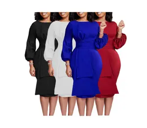 Latest Design 2023 Spring And Autumn Bodycon Pencil Dress For Ladies Office Dresses Women Formal Work Career Dresses