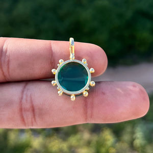 จี้พลอยควอตซ์ทรงกลมเจียระไนเหลี่ยมเพชรพลอยและจี้ประดับลูกปัดดีไซน์เนอร์ชุบทอง18K จี้ทำสร้อยคอ - Product Image 5