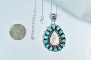 ทำด้วยมือ18นิ้วปรับโซ่ทองชุบชมพู Larimar เงินสเตอร์ลิงจี้อัญมณีสีเขียวขุ่นสร้อยคอ - Product Image 2