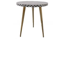 Modern Vintage Bone Inlay Round <b>Stool</b> Jodhpur Handcrafted Accent for Living Room Antique Outdoor Extendable Feature - Product Image 3