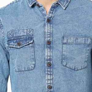 Camisas de Mezclilla para Hombre, Cuello Redondo, Estilo Clásico, Producto Más Demandado, Nueva Llegada, Ropa de Verano, Suministro Directo de Fábrica - Product Image 3