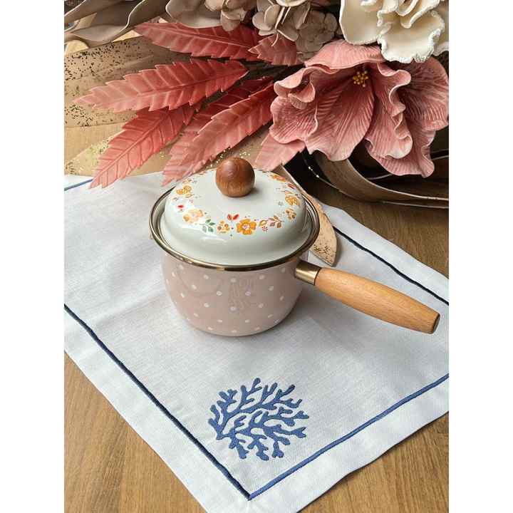 Enamel Rose Gold Polka Dot Sauce Pan 12 CM