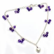 Nueva Llegada 2026 Elegante Pulsera de Tobillo con Mariposa y Gema de Amatista, Brazalete de Plata Esterlina 925 con Dijes para Mujeres y Niñas - Product Image 2