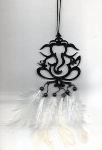 Atrapasueños con forma de ídolo hindú de Ganesh de diseño Premium con plumas, atrapasueños de hadas con cuentas de la suerte para decoración de automóviles y hogares - Product Image 4