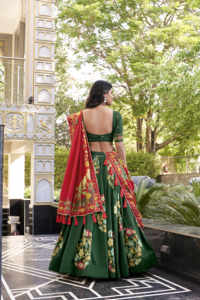 Juego de Lehenga de seda Tasar con estampado elegante con trabajo de lámina y lienzo Gotta Patti Dupatta Can Stitch para exportación B2B al por mayor - Product Image 2