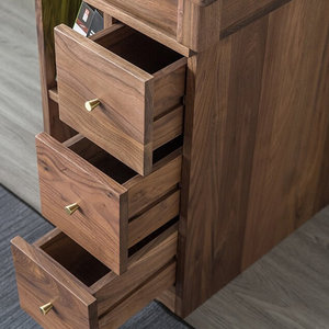 Warm Brown <b>Solid</b> <b>Wood</b> Rectangle Writing <b>Desk</b> with Smooth Worktop Drawer Storage 1-Year Warranty - Product Image 3
