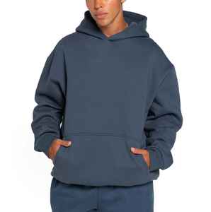 2024 sweat à capuche à manches longues gris sarcelle pour hommes sweat-shirt de Style hiver de haute qualité avec broderie personnalisée motif imprimé solide - Product Image 5