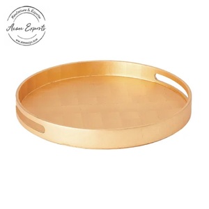 Bandeja DE SERVICIO DE METAL contemporánea moderna de tamaño personalizado hecha a mano de acero inoxidable con acabado dorado para exhibición de bebidas - Product Image 4