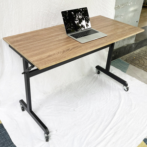 Table portable pliable pour ordinateur portable 120x60cm avec étagère, en bois massif et contreplaqué mélaminé, design simple pour chambre à coucher - Product Image 3