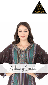 Vestido midi de algodón con estampado étnico tradicional para mujer, cuello bordado, corte suave y relajado, ropa informal para el hogar, ropa de dormir - Product Image 2