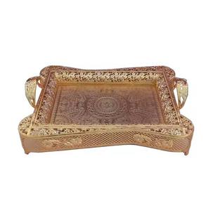 Plateau de service luxueux en chocolat brunâtre le plus exigeant pour les décorations de salle à manger élégantes cadeaux de pendaison de crémaillère - Product Image 1