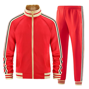 Top des tendances hommes coupe décontractée survêtement poches latérales fermeture à glissière complète col montant veste à manches longues ensemble de pantalons de jogging - Product Image 3