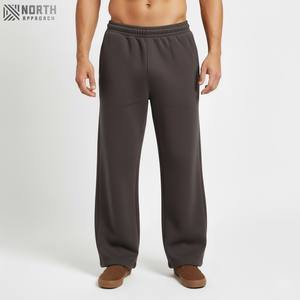 Streetwear Baggy en coton épais pour hommes, pantalon de survêtement évasé avec logo personnalisé, délavé au soleil, délavé droit à l'acide avec devant plat - Product Image 1