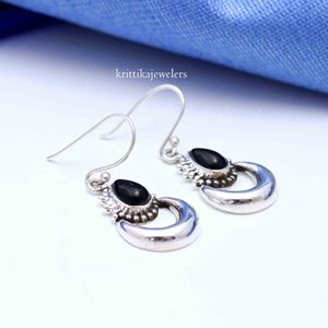 925สเตอร์ลิงเงินโบฮีเมียนสไตล์ลดลงพลอยโอนิกซ์ธรรมชาติสีดำนิลที่มีน้ำหนักเบาออกแบบน่ารักสวมใส่ทุกวันต้นทุนต่ำ - Product Image 3