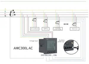 مقياس لوحي 96 مم من Acrel AMC300L 220 فولت 6 * ثلاث مراحل مداخل CT مراقبة رقمية للطاقة مقياس RS485