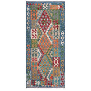 Alfombra Kilim de Maimana, Afganistán, 193 x 88 cm, Alfombras y Juegos de Alfombras - Product Image 1