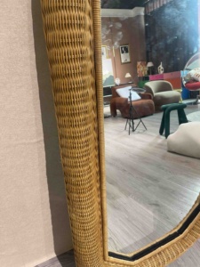 Miroir de sol arqué à cadre en rotin haute définition sur toute la longueur Miroir d'habillage complet en arc Miroir mural décoratif - Product Image 6
