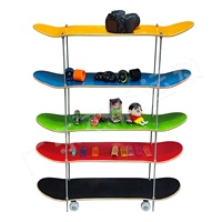 JIESEN Support mural double pour planches à roulettes, présentoir en bois pour adultes, offre spéciale
