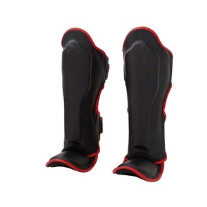 MMA Muay Thai Kickboxing Protège-tibias Logo personnalisé Coussinets de protection élastiques en PU Boxeo Training Warmers Made Leather Nylon - Product Image 1