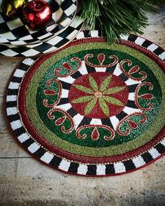 Flower Nice Design Beaded Round <b>Placemat</b> Home and Hotel Decorative Hand Beads Round <b>Placemat</b> for Gifted Use - Product Image 6