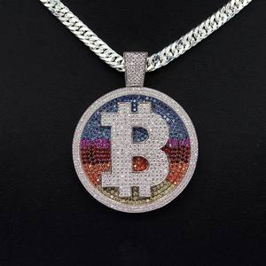 Pendentif rond en argent massif 925 avec diamant moissanite, lettre personnalisée en relief, style hip-hop, pendentif glacé, chaîne, sac à argent - Product Image 4