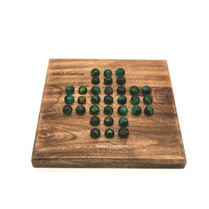 Mango Wooden <b>Solitaire</b> <b>Board</b> <b>Game</b> Set with Glass Marbles Handcrafted Traditional Strategy Puzzle <b>Game</b> in Decorative Storage Box - Product Image 1