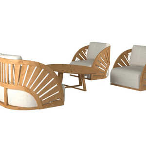 Ensemble de canapés de jardin en teck massif, élégant et moderne, résistant aux intempéries, pour villa, appartement, patio, terrasse, bord de piscine, hôtel - Product Image 2