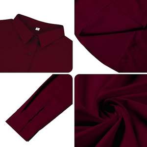 Wholesale Custom Made Ladies Dress <b>Shirts</b> <b>Long</b> Sleeve Maroon Plaid Office Wear <b>Women</b> Clothing Blouses Summer 100% Cotton - Product Image 4