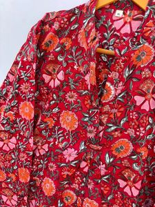 Jaipuri vestido Midi de verano para mujer Vestido largo de diseñador de algodón hecho a mano suelto bloque de flores naturales estampado Casual para fiesta universitaria - Product Image 6