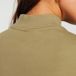 Sudadera con capucha de cuello alto de invierno XS para mujer, sudadera con cremallera, cordón inferior, dobladillo, Detalle de lazo, media cremallera, diseño de hombro caído - Product Image 6