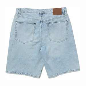 กางเกงยีนส์ขาสั้นทรงหลวมสีฟ้าทำจากผ้าฝ้าย100% สไตล์ลำลองทรงตรงเอวสูงถักฤดูร้อน - Product Image 2