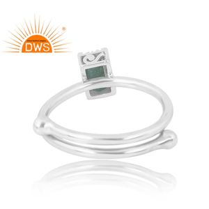 แหวนพลอยมรกตธรรมชาติสีเงินสเตอร์ลิงสำหรับ925ผู้ผลิตเครื่องประดับตามสั่ง - Product Image 2