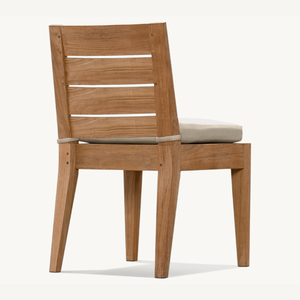 Silla sin brazos de madera de teca con estilo moderno, apta para uso en exteriores, equipada con espuma suave y duradera. - Product Image 4