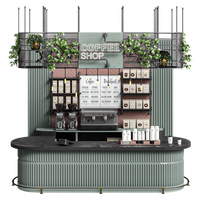 Design d'intérieur de kiosque à café haut de gamme, comptoir de bar à café sur mesure, adapté aux centres commerciaux