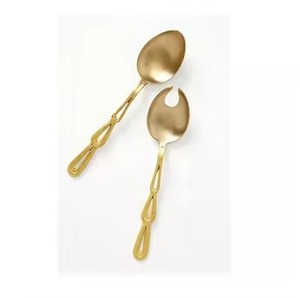 Ensemble d'ustensiles de service en laiton plaqué or de haute qualité avec poignée décorative nouveau Design ensemble de couverts en métal pour les ustensiles de cuisine - Product Image 4