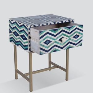 Table de chevet en bois massif Djvu avec incrustation d'os Meubles de chambre à coucher élégants - Product Image 5